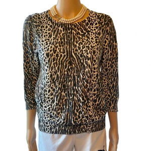 J.Crew Leopard Print Soft Casual Pullover Light Sweater Women Size M
